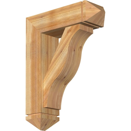 Funston Arts And Crafts Rough Sawn Bracket W/ Offset Brace, Western Red Cedar, 8W X 26D X 34H